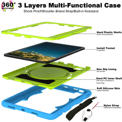 For iPad Air 11 2024 Silicone Hybrid PC Shockproof Tablet Case with Shoulder Strap(Bluish-Green) - iPad Air 11 2024 Cases by buy2fix | Online Shopping UK | buy2fix