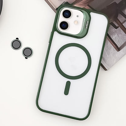 For iPhone 12 MagSafe Acrylic Hybrid TPU Holder Phone Case with Lens film(Green) - iPhone 12 / 12 Pro Cases by buy2fix | Online Shopping UK | buy2fix