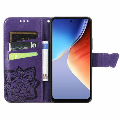 For Blackview A96 Butterfly Love Flower Embossed Leather Phone Case(Dark Purple) - More Brand by buy2fix | Online Shopping UK | buy2fix