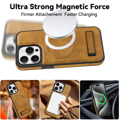 For iPhone 13 Multi-function Holder MagSafe PU Phone Case(Gray) - iPhone 13 Cases by buy2fix | Online Shopping UK | buy2fix