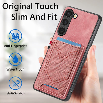 For Samsung Galaxy S25+ 5G Denim Texture Leather Skin Phone Case with Card Slot(Pink) - Galaxy S25+ 5G Cases by buy2fix | Online Shopping UK | buy2fix