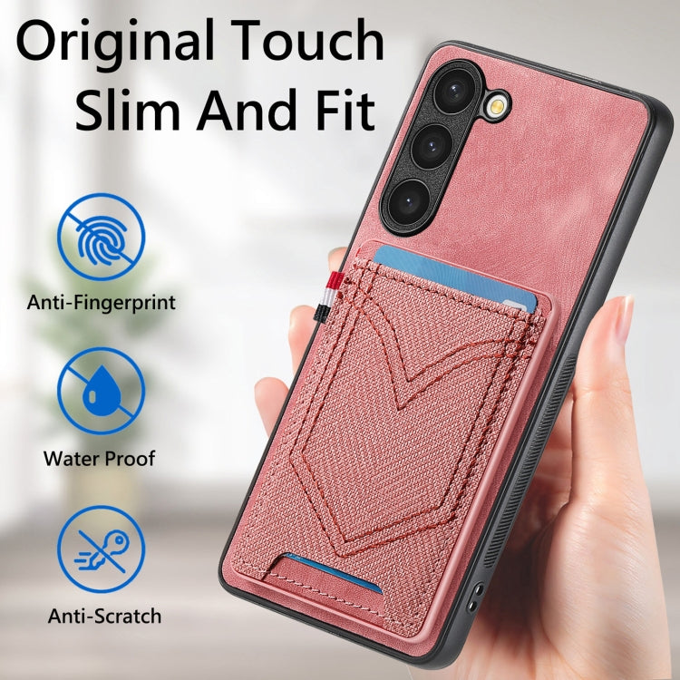 For Samsung Galaxy S25 Ultra 5G Denim Texture Leather Skin Phone Case with Card Slot(Pink) - Galaxy S25 Ultra 5G Cases by buy2fix | Online Shopping UK | buy2fix