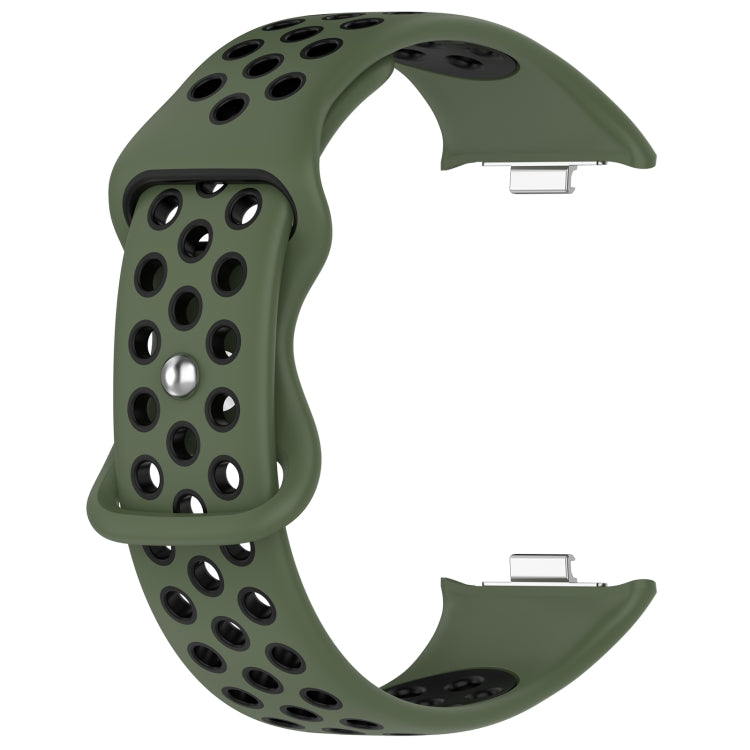 For Redmi Watch 4 Dual Color Perforated Silicone Watch Band(Olive Green Black) - Watch Bands by buy2fix | Online Shopping UK | buy2fix