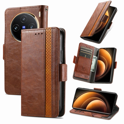 For vivo X100 CaseNeo Splicing Dual Magnetic Buckle Leather Phone Case(Brown) - X100 Cases by imak | Online Shopping UK | buy2fix