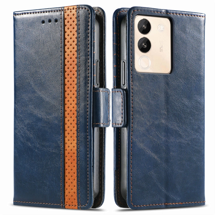 For vivo iQOO 12 5G CaseNeo Splicing Dual Magnetic Buckle Leather Phone Case(Blue) - iQOO 12 Cases by buy2fix | Online Shopping UK | buy2fix