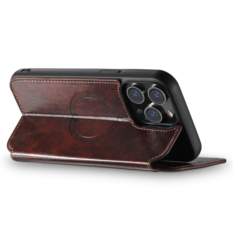 For iPhone 15 Plus Suteni J05 Leather Magnetic MagSafe Phone Case(Brown) - iPhone 15 Plus Cases by Suteni | Online Shopping UK | buy2fix