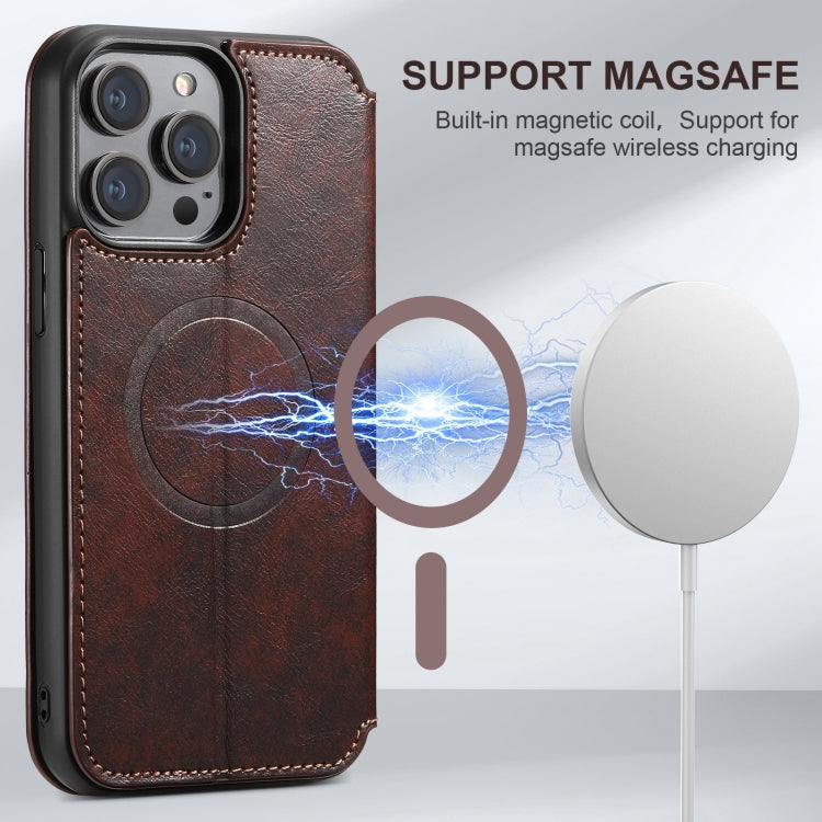 For iPhone 15 Plus Suteni J05 Leather Magnetic MagSafe Phone Case(Brown) - iPhone 15 Plus Cases by Suteni | Online Shopping UK | buy2fix