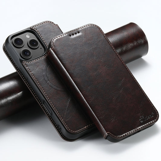 For iPhone 16 Pro Suteni J05 Leather Magnetic MagSafe Phone Case(Brown) - iPhone 16 Pro Cases by Suteni | Online Shopping UK | buy2fix