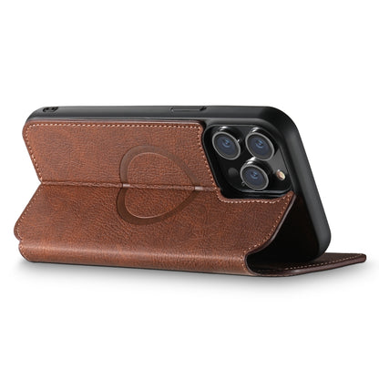 For iPhone 15 Suteni J06 Retro Matte Litchi Texture Leather MagSafe Phone Case(Brown) - iPhone 15 Cases by Suteni | Online Shopping UK | buy2fix