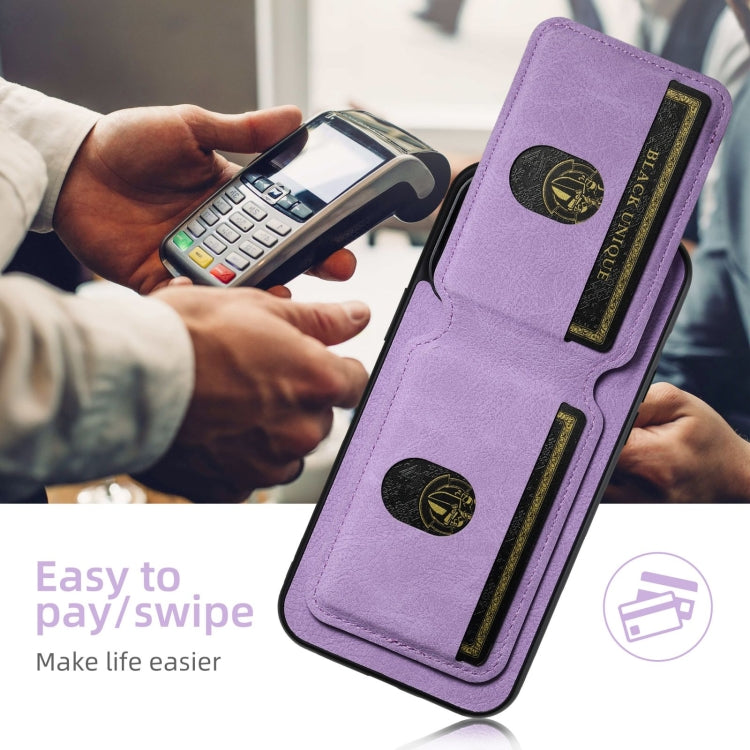 For iPhone 16 Suteni H02 Litchi Leather Card Wallet Stand Back Phone Case(Purple) - iPhone 16 Cases by Suteni | Online Shopping UK | buy2fix