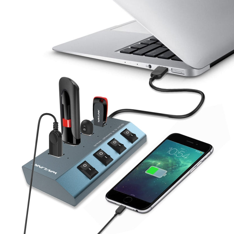 WAVLINK WL-UH3049 USB 3.0 4-Ports Desktop Fast Charger Station with Independent Switch(AU Plug) - USB 3.0 HUB by WAVLINK | Online Shopping UK | buy2fix