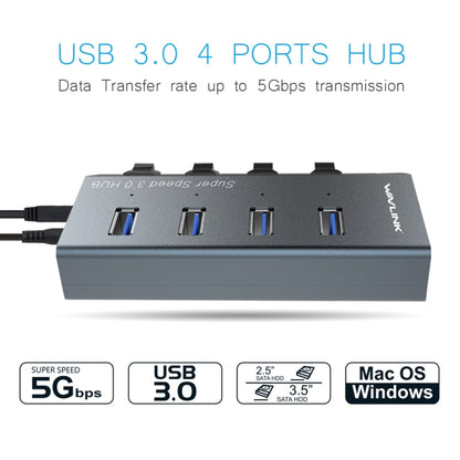WAVLINK WL-UH3049 USB 3.0 4-Ports Desktop Fast Charger Station with Independent Switch(EU Plug) - USB 3.0 HUB by WAVLINK | Online Shopping UK | buy2fix