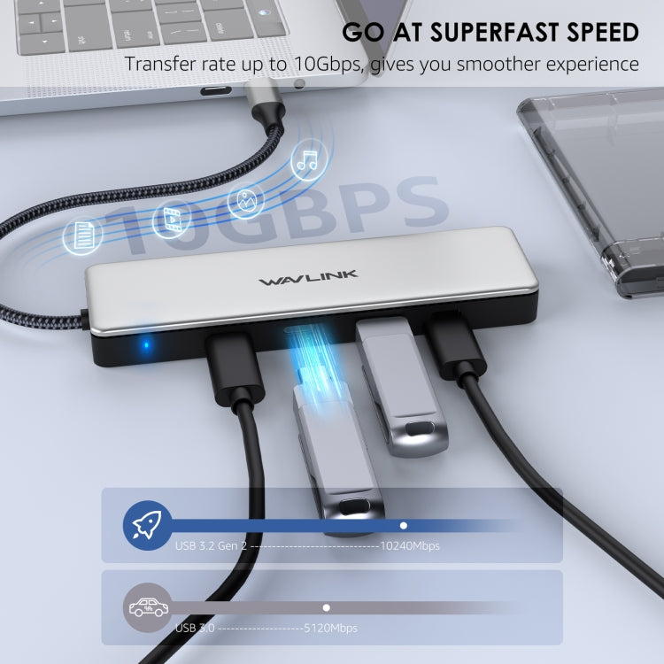 WAVLINK WL-UHP3411 10G Data Transfer Hub 4-in-1 Type-C to 4 USB-C 3.2 Gen2 Ports Adapter - USB HUB by WAVLINK | Online Shopping UK | buy2fix