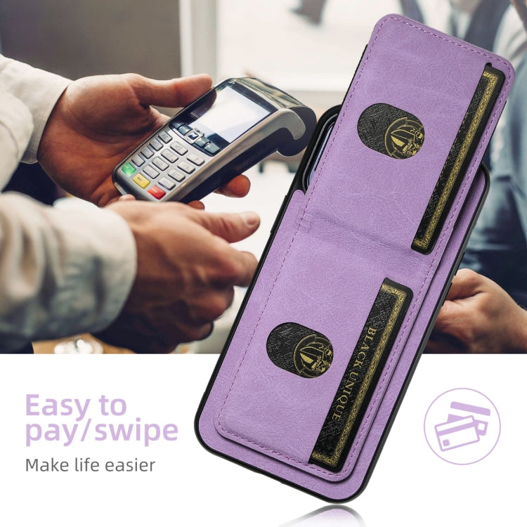 For iPhone 16 Plus Suteni H03 Litchi Leather Card Bag Stand Back Phone Case(Purple) - iPhone 16 Plus Cases by Suteni | Online Shopping UK | buy2fix