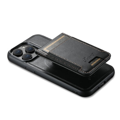 For iPhone 14 Plus Suteni H17 Oil Eax Leather MagSafe Detachable Wallet Phone Case(Black) - iPhone 14 Plus Cases by Suteni | Online Shopping UK | buy2fix