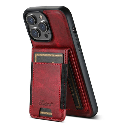 For iPhone 14 Pro Suteni H17 Oil Eax Leather MagSafe Detachable Wallet Phone Case(Red) - iPhone 14 Pro Cases by Suteni | Online Shopping UK | buy2fix