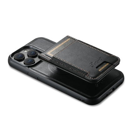 For iPhone 13 Suteni H17 Oil Eax Leather MagSafe Detachable Wallet Phone Case(Black) - iPhone 13 Cases by Suteni | Online Shopping UK | buy2fix