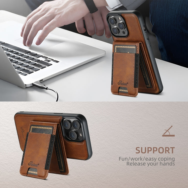 For iPhone 16 Pro Max Suteni H17 Oil Eax Leather MagSafe Detachable Wallet Phone Case(Brown) - iPhone 16 Pro Max Cases by Suteni | Online Shopping UK | buy2fix