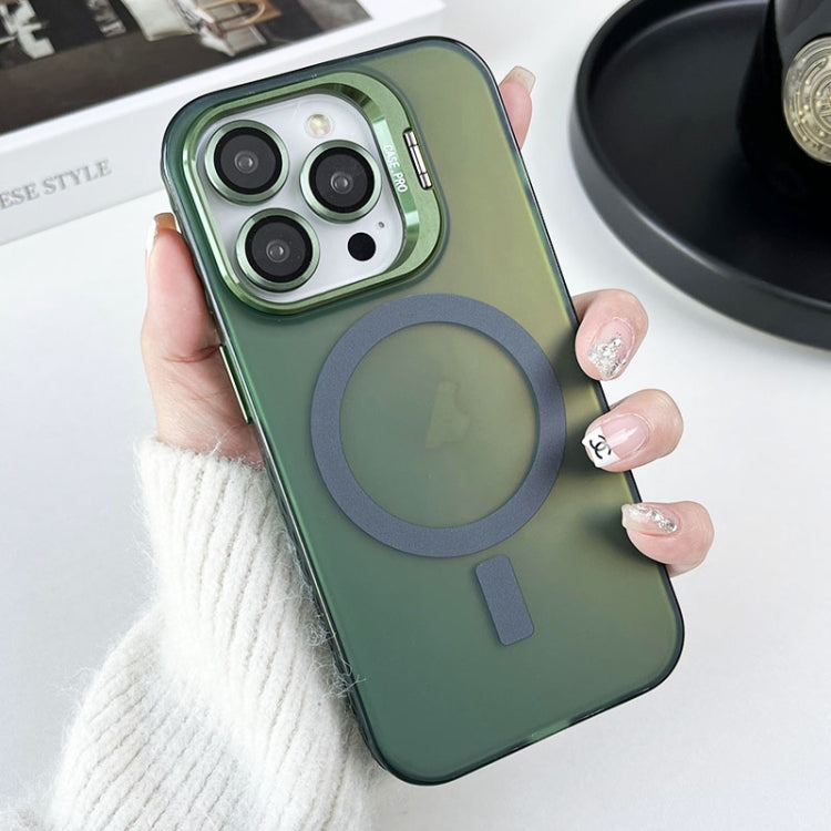 For iPhone 15 Pro MagSafe Lens Holder PC Hybrid TPU Phone Case(Green) - iPhone 15 Pro Cases by buy2fix | Online Shopping UK | buy2fix