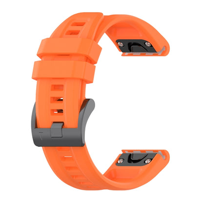 For Garmin Fenix 6 GPS Solid Color Black Buckle Silicone Quick Release Watch Band(Orange) - Watch Bands by buy2fix | Online Shopping UK | buy2fix