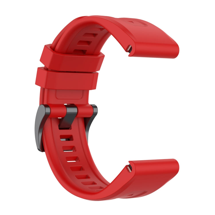 For Garmin Fenix 5 / Fenix 5 Plus Solid Color Black Buckle Silicone Quick Release Watch Band(Red) - Watch Bands by buy2fix | Online Shopping UK | buy2fix