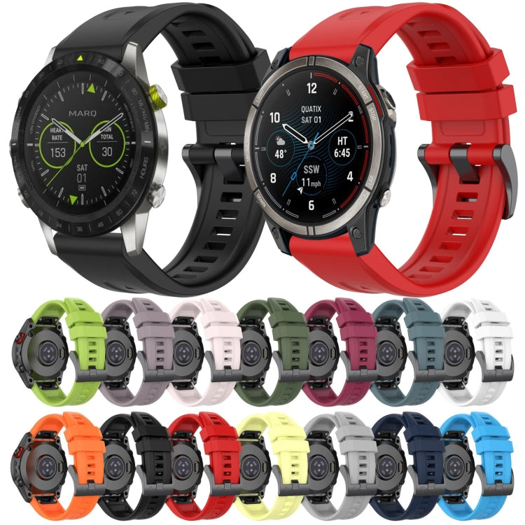 For Garmin Fenix 5 / Fenix 5 Plus Solid Color Black Buckle Silicone Quick Release Watch Band(Red) - Watch Bands by buy2fix | Online Shopping UK | buy2fix