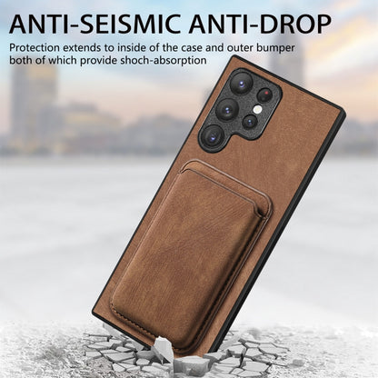 For Samsung Galaxy S22 Ultra 5G Retro Leather Card Bag Magnetic Phone Case(Brown) - Galaxy S22 Ultra 5G Cases by buy2fix | Online Shopping UK | buy2fix