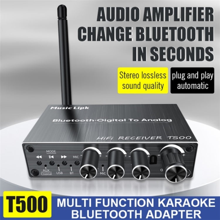 T500 Bluetooth 5.3 Audio Adapter U-Disk Mic Amplifier Speaker Converter with Remote Control - Audio Receiver Transmitter by buy2fix | Online Shopping UK | buy2fix