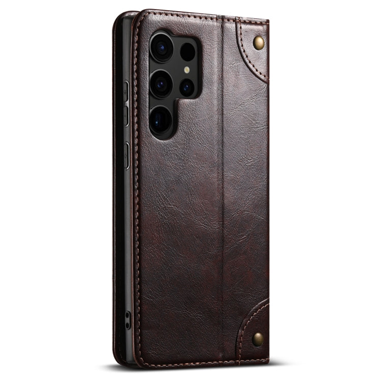 For Samsug Galaxy S24 Ultra 5G Suteni Baroque Calf Texture Buckle Wallet Leather Phone Case(Brown) - Galaxy S24 Ultra 5G Cases by Suteni | Online Shopping UK | buy2fix