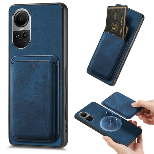 For OPPO Reno10 Global Retro Leather Card Bag Magnetic Phone Case(Blue) - OPPO Cases by buy2fix | Online Shopping UK | buy2fix