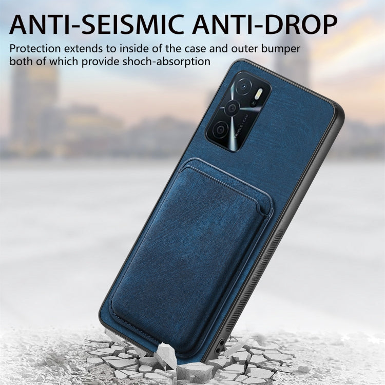 For OPPO A78 4G Retro Leather Card Bag Magnetic Phone Case(Blue) - OPPO Cases by buy2fix | Online Shopping UK | buy2fix