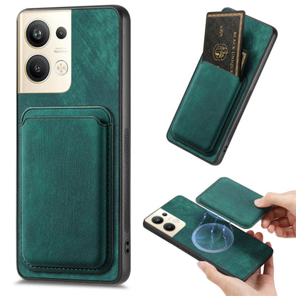 For OPPO Reno9 Pro+ 5G Retro Leather Card Bag Magnetic Phone Case(Green) - OPPO Cases by buy2fix | Online Shopping UK | buy2fix