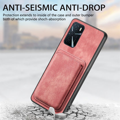 For OPPO Reno8 Pro 5G Retro Leather Card Bag Magnetic Phone Case(Pink) - OPPO Cases by buy2fix | Online Shopping UK | buy2fix