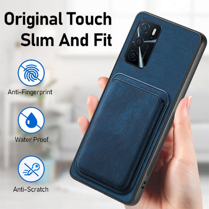 For OPPO Reno8 5G Retro Leather Card Bag Magnetic Phone Case(Blue) - OPPO Cases by buy2fix | Online Shopping UK | buy2fix