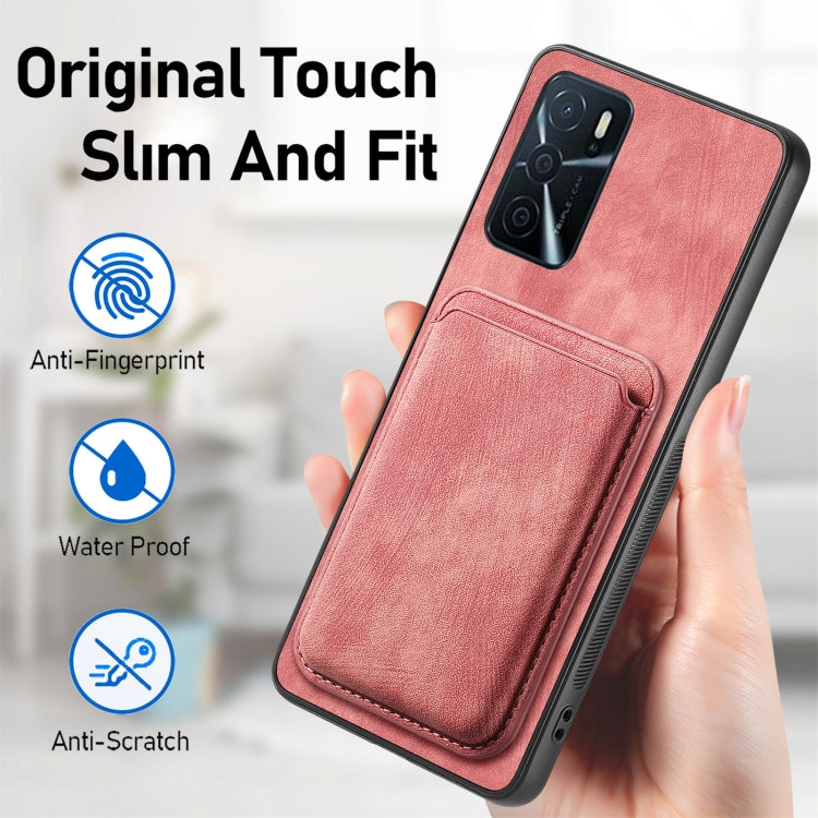 For OPPO Reno8 5G Retro Leather Card Bag Magnetic Phone Case(Pink) - OPPO Cases by buy2fix | Online Shopping UK | buy2fix