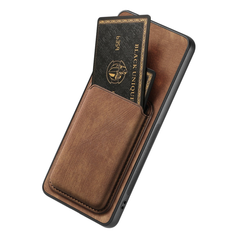 For OPPO Reno7 4G Retro Leather Card Bag Magnetic Phone Case(Brown) - OPPO Cases by buy2fix | Online Shopping UK | buy2fix