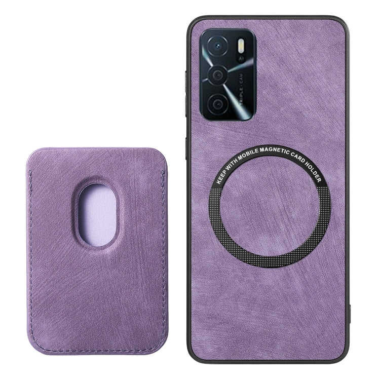 For OPPO Find X5 Pro Retro Leather Card Bag Magnetic Phone Case(Purple) - OPPO Cases by buy2fix | Online Shopping UK | buy2fix