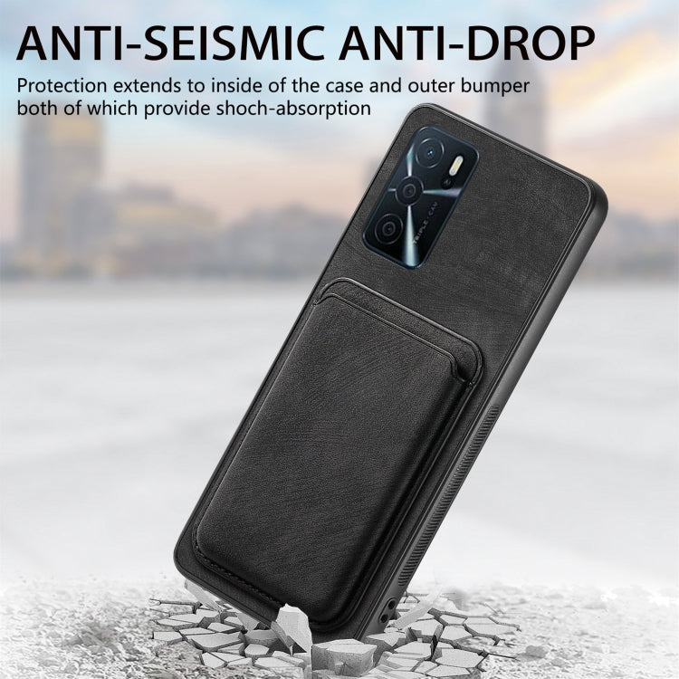 For OPPO Reno7 Pro 5G Retro Leather Card Bag Magnetic Phone Case(Black) - OPPO Cases by buy2fix | Online Shopping UK | buy2fix