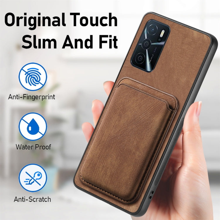 For OPPO A16 Retro Leather Card Bag Magnetic Phone Case(Brown) - OPPO Cases by buy2fix | Online Shopping UK | buy2fix