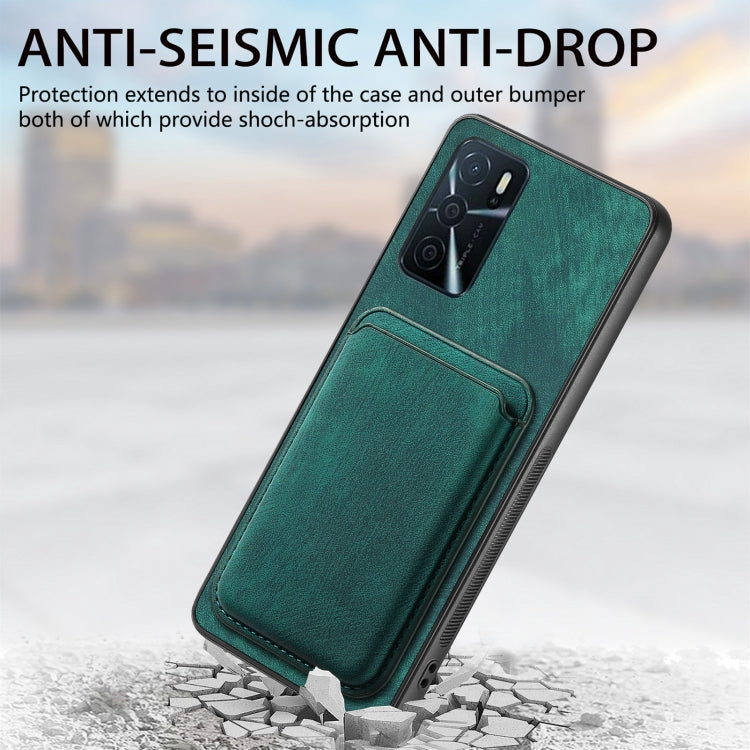 For OPPO Reno6 Pro+ Retro Leather Card Bag Magnetic Phone Case(Green) - OPPO Cases by buy2fix | Online Shopping UK | buy2fix