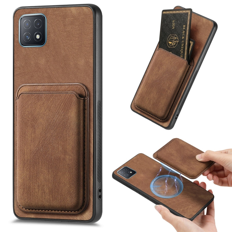 For OPPO A72 5G Retro Leather Card Bag Magnetic Phone Case(Brown) - OPPO Cases by buy2fix | Online Shopping UK | buy2fix