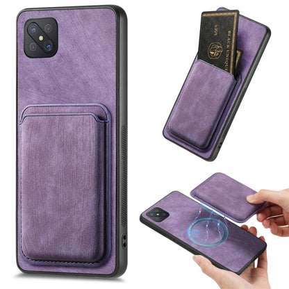 For OPPO A92S Retro Leather Card Bag Magnetic Phone Case(Purple) - OPPO Cases by buy2fix | Online Shopping UK | buy2fix