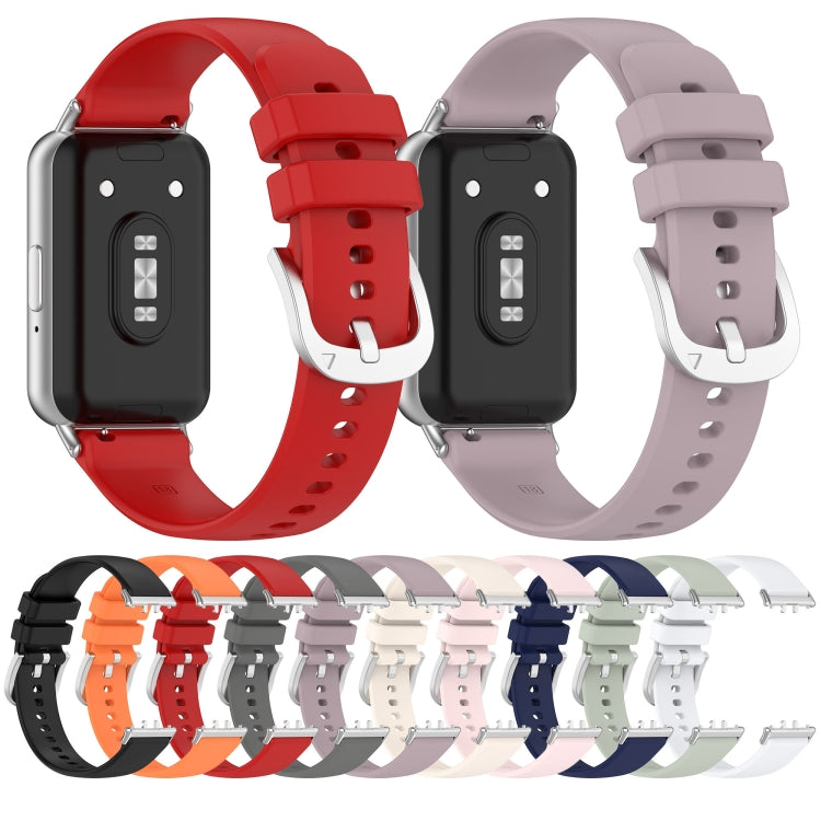 For Samsung Galaxy Fit 3 SM-R390 Metal Connector Liquid Glossy Silicone Watch Band(Orange) - Watch Bands by buy2fix | Online Shopping UK | buy2fix