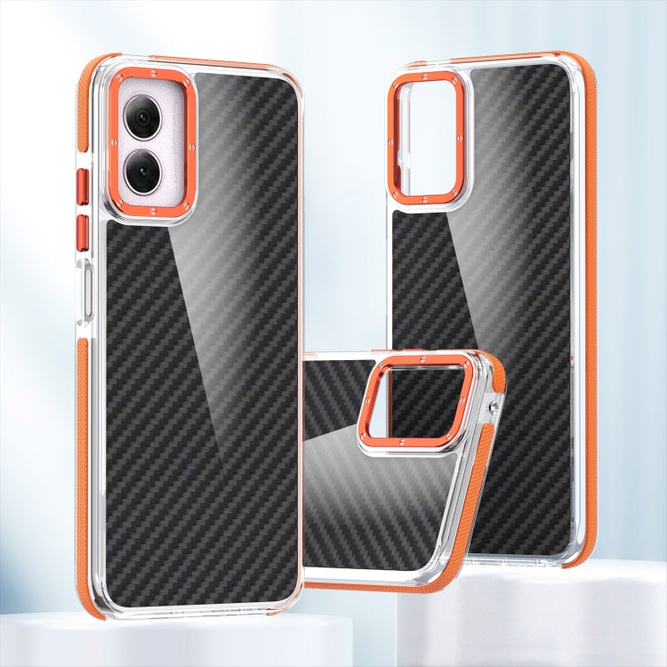 For Motorola Moto G Play 2024 Dual-Color Carbon Fiber Acrylic Hybrid TPU Phone Case(Orange) - Motorola Cases by buy2fix | Online Shopping UK | buy2fix