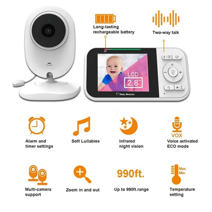 Temperature Detection 2 Way Voice Baby Security Video Camera 2.8-inch LCD Baby Monitor(AU Plug) - Baby Monitor by buy2fix | Online Shopping UK | buy2fix