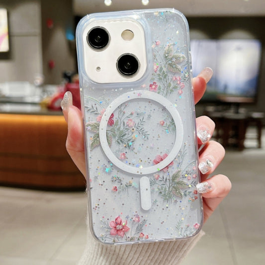 For iPhone 15 Plus Spring Garden MagSafe TPU Phone Case(F04 French Flowers) - iPhone 15 Plus Cases by buy2fix | Online Shopping UK | buy2fix