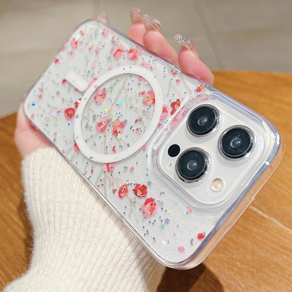 For iPhone 15 Plus Spring Garden MagSafe TPU Phone Case(F04 French Flowers) - iPhone 15 Plus Cases by buy2fix | Online Shopping UK | buy2fix