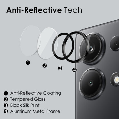 For Xiaomi Redmi Note 13 Pro 4G NORTHJO Camera LensCD Vein Metal Ring Tempered Glass Film(Black) - Note 13 Pro Tempered Glass by NORTHJO | Online Shopping UK | buy2fix