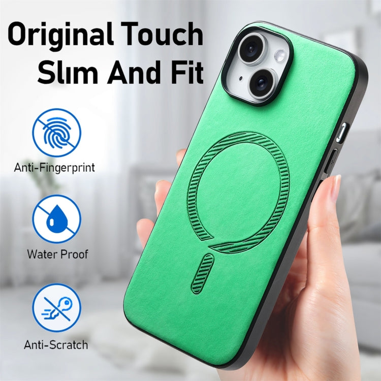 For iPhone 16 Pro Solid Color Retro Magsafe PU Back Cover Phone Case(Green) - More iPhone Cases by buy2fix | Online Shopping UK | buy2fix