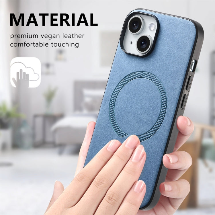 For iPhone 16 Pro Max Solid Color Retro Magsafe PU Back Cover Phone Case(Blue) - More iPhone Cases by buy2fix | Online Shopping UK | buy2fix